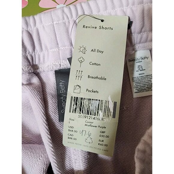 Sweaty Betty NWT Women's Revive Tie Waist Knit Shorts Lilac Size 12 - Picture 7 of 7